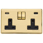 Studio Range Polished Brass Switches & Sockets, Y01 - 2G 13A Socket with USB-A+C by Heritage Brass By M-Marcus