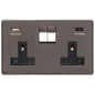 Studio Range Polished Bronze Switches & Sockets, Y07 - 2G 13A Socket with USB-A+C by Heritage Brass By M-Marcus