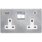 Studio Range Satin Chrome Switches & Sockets, Y33 - 2G 13A Socket with USB-A+C by Heritage Brass By M-Marcus