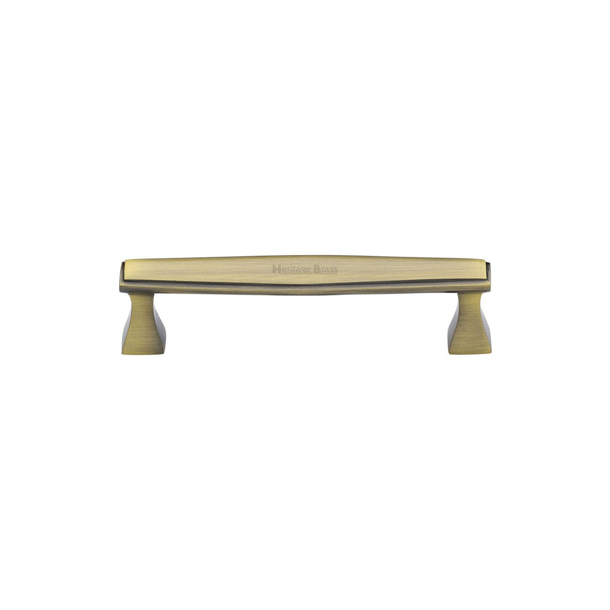 Deco Cabinet Pull Handle - Antique Brass - 128 mm