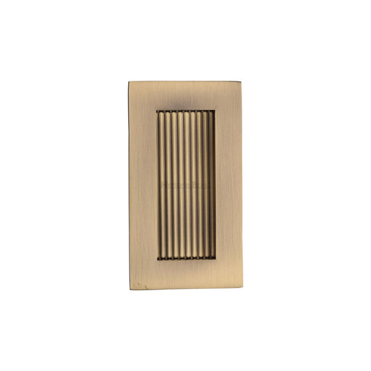 Reeded Rectangular Flush Pull by M Marcus - Heritage Brass