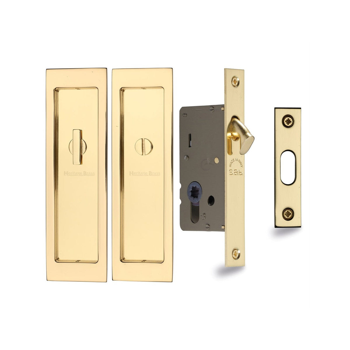 Flush Pull Privacy Set by M Marcus - Heritage Brass