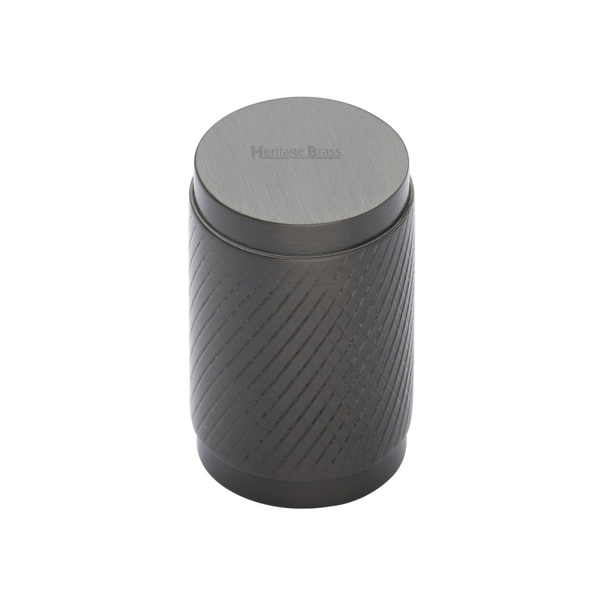 Cylindric Knurled Cabinet Knob by M Marcus - Heritage Brass