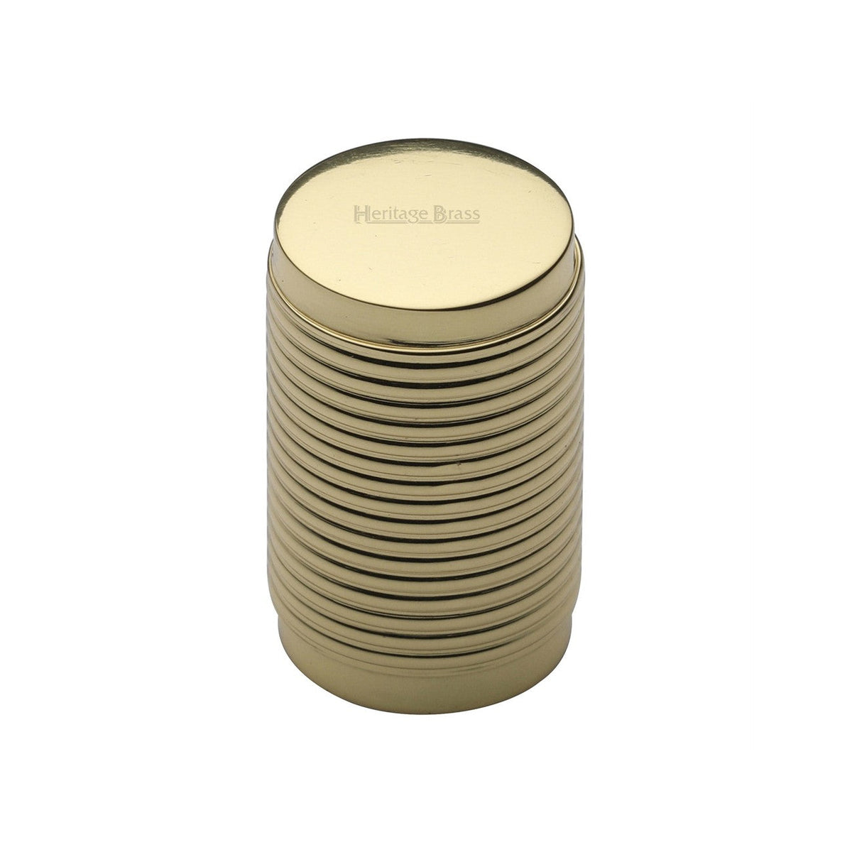 Cylindric Ribbed Cabinet Knob by M Marcus - Heritage Brass