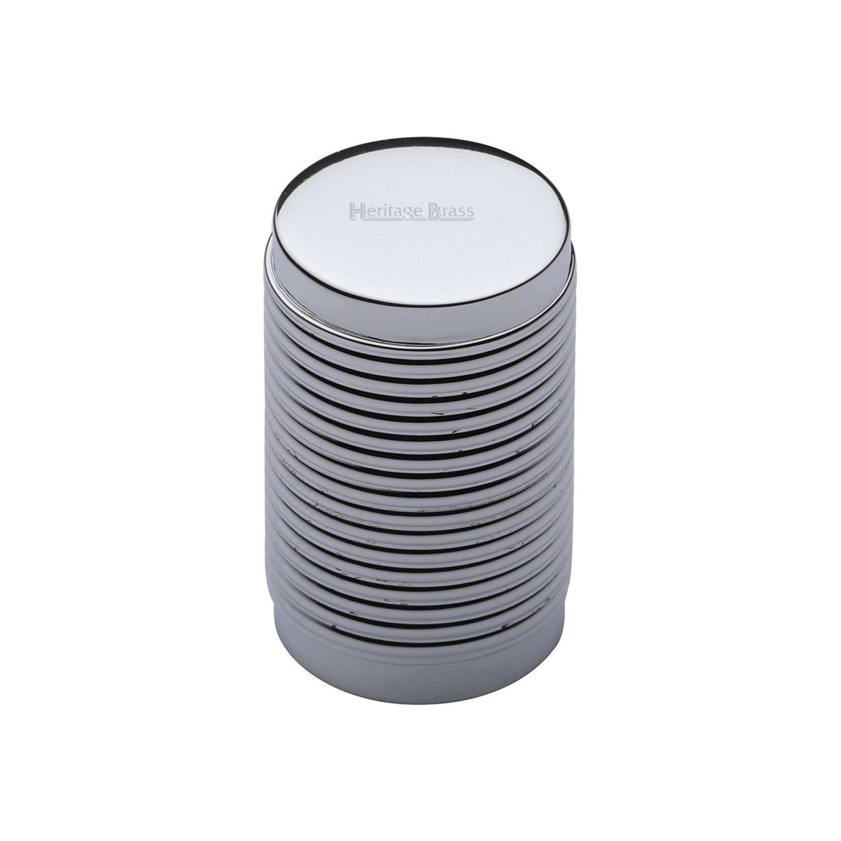 Cylindric Ribbed Cabinet Knob by M Marcus - Heritage Brass