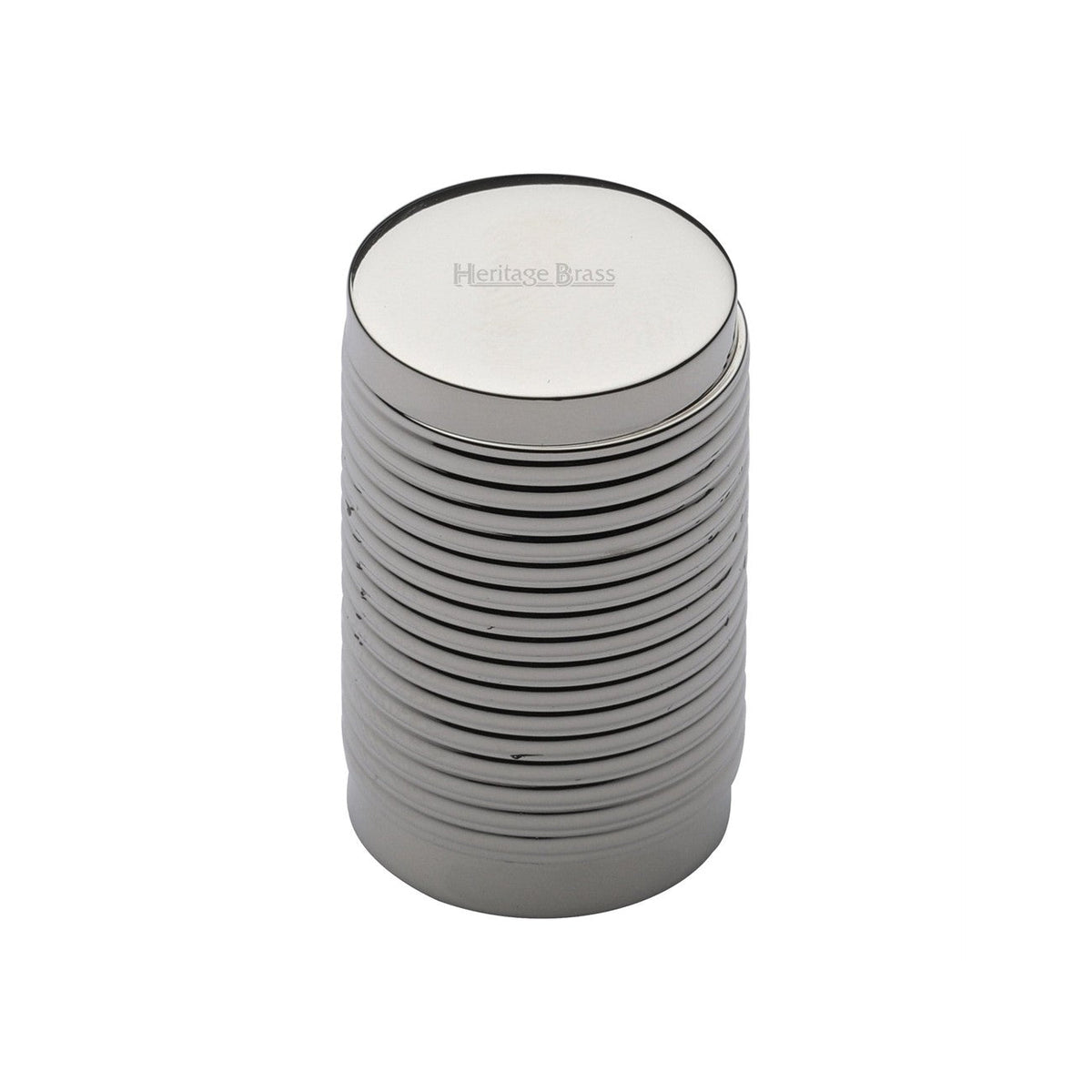 Cylindric Ribbed Cabinet Knob by M Marcus - Heritage Brass