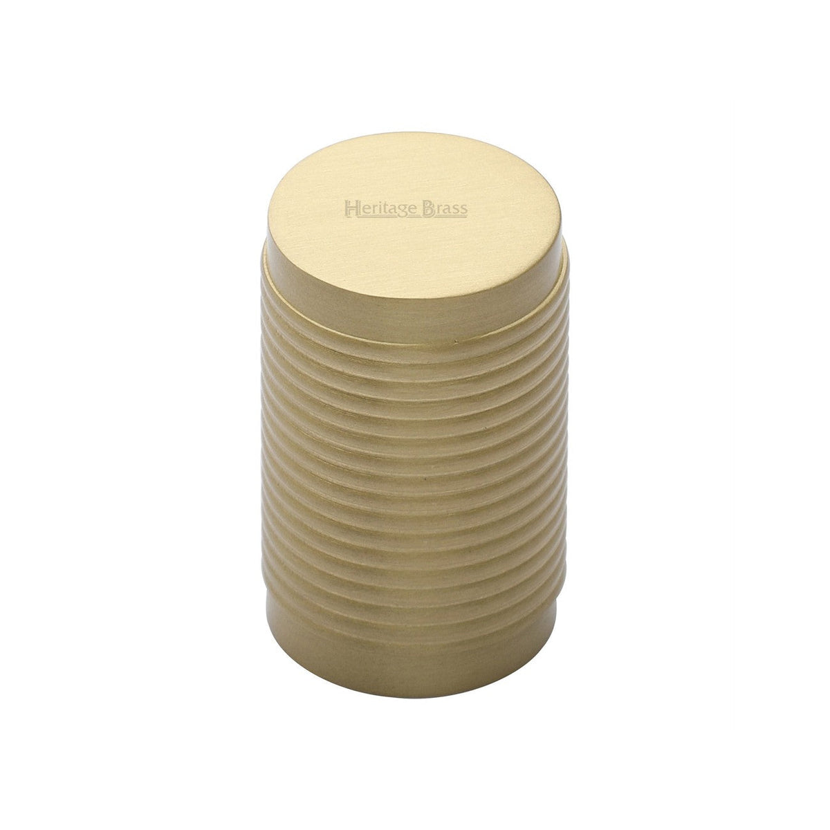 Cylindric Ribbed Cabinet Knob by M Marcus - Heritage Brass