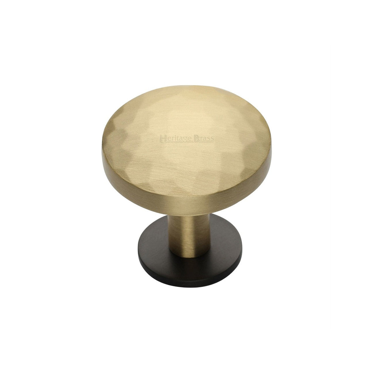 Round Hammered Cabinet Knob with Rose by M Marcus - Heritage Brass
