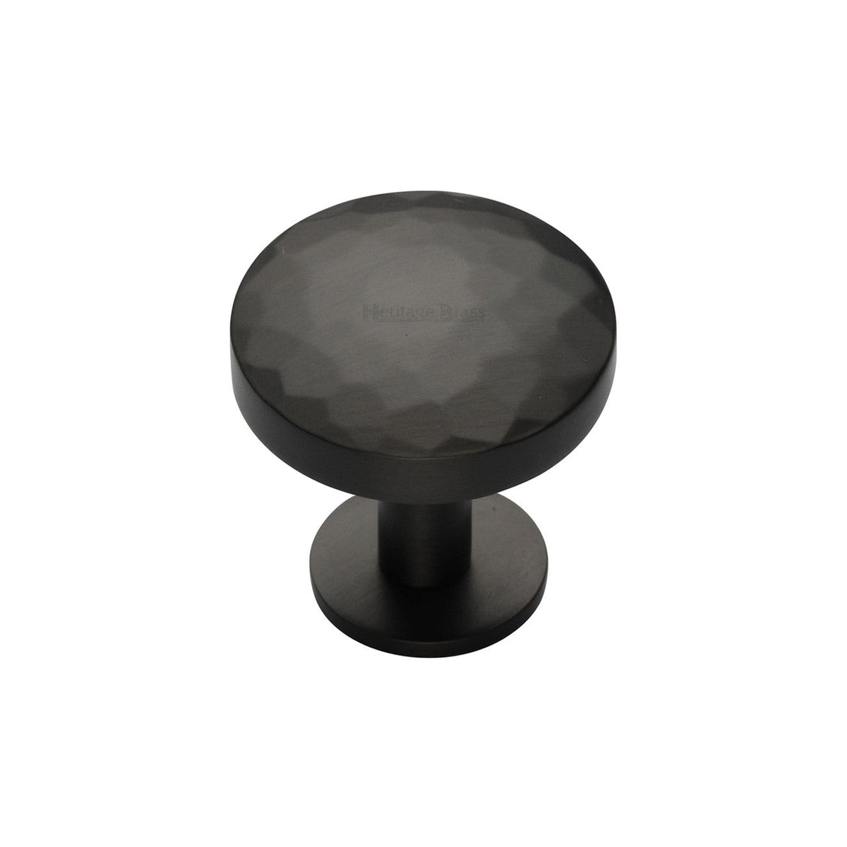 Round Hammered Cabinet Knob with Rose by M Marcus - Heritage Brass