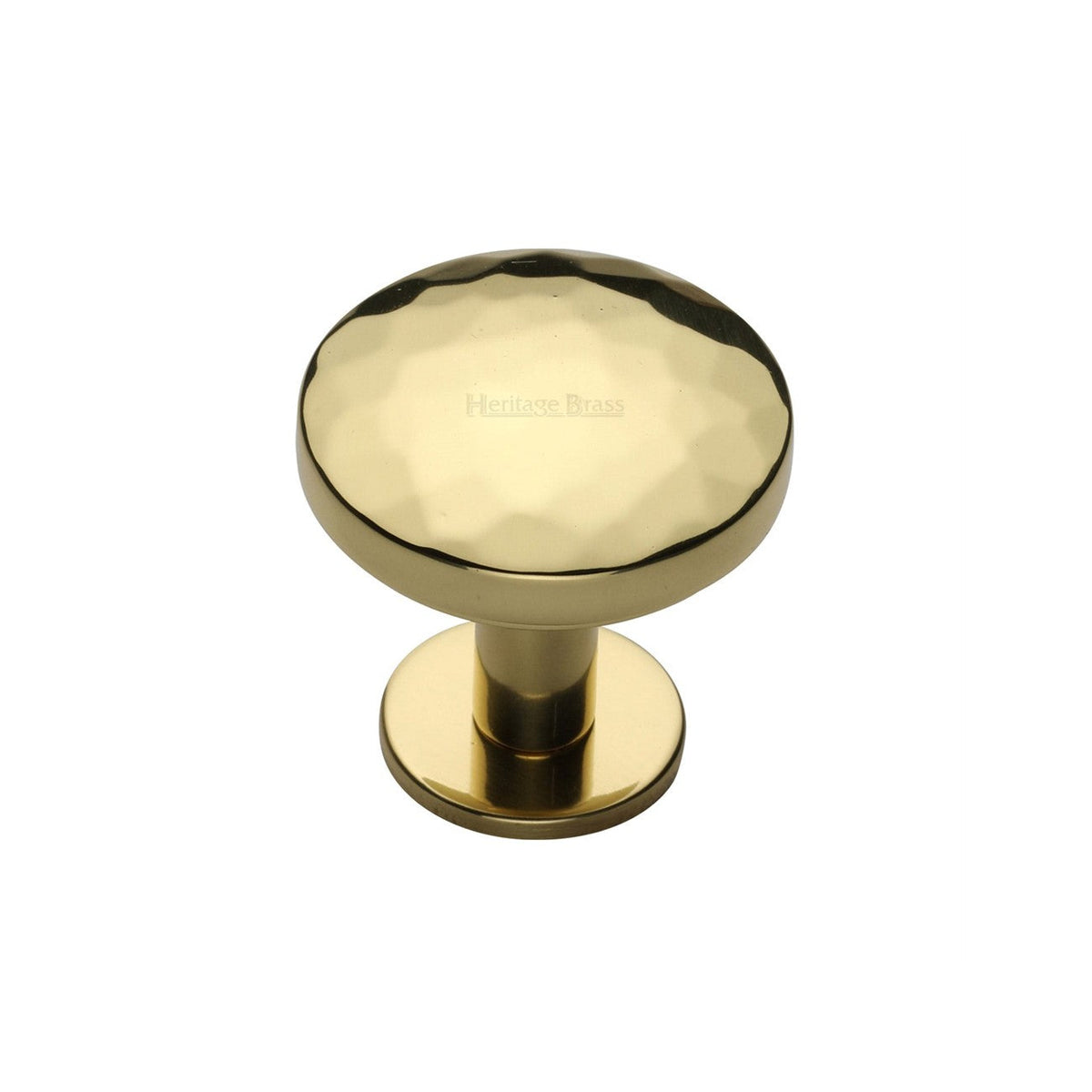 Round Hammered Cabinet Knob with Rose by M Marcus - Heritage Brass