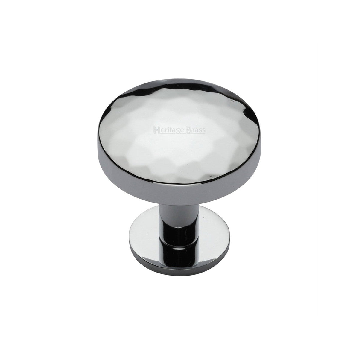 Round Hammered Cabinet Knob with Rose by M Marcus - Heritage Brass
