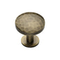 Round Hammered Cabinet Knob with Rose by M Marcus - Heritage Brass