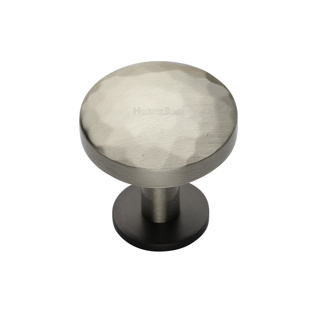 Round Hammered Cabinet Knob with Rose by M Marcus - Heritage Brass
