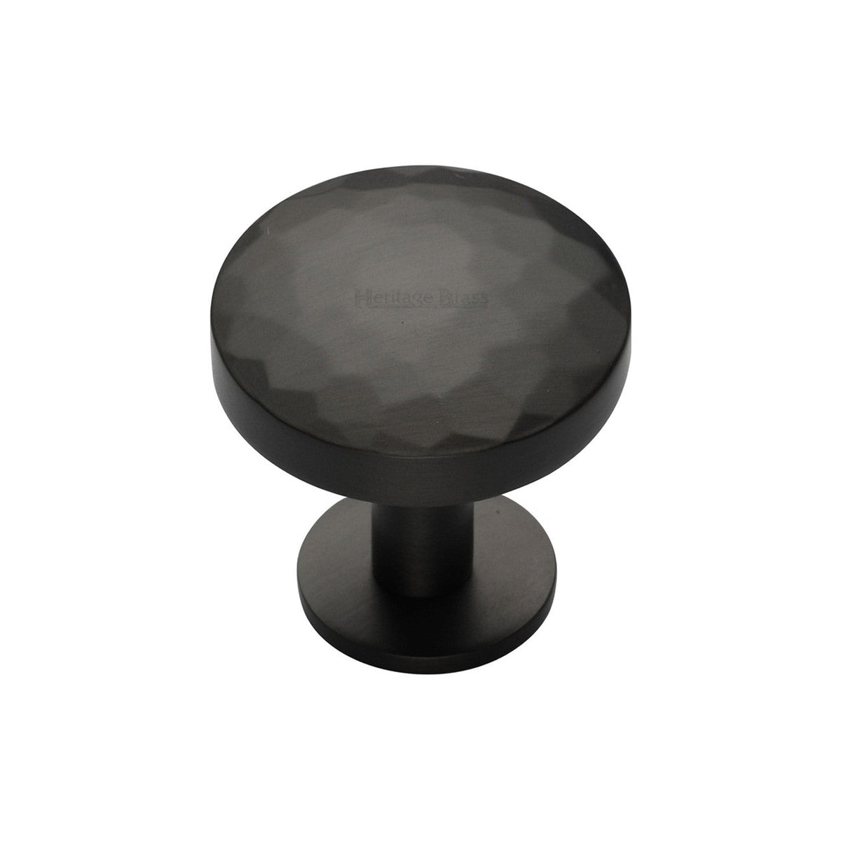 Round Hammered Cabinet Knob with Rose by M Marcus - Heritage Brass
