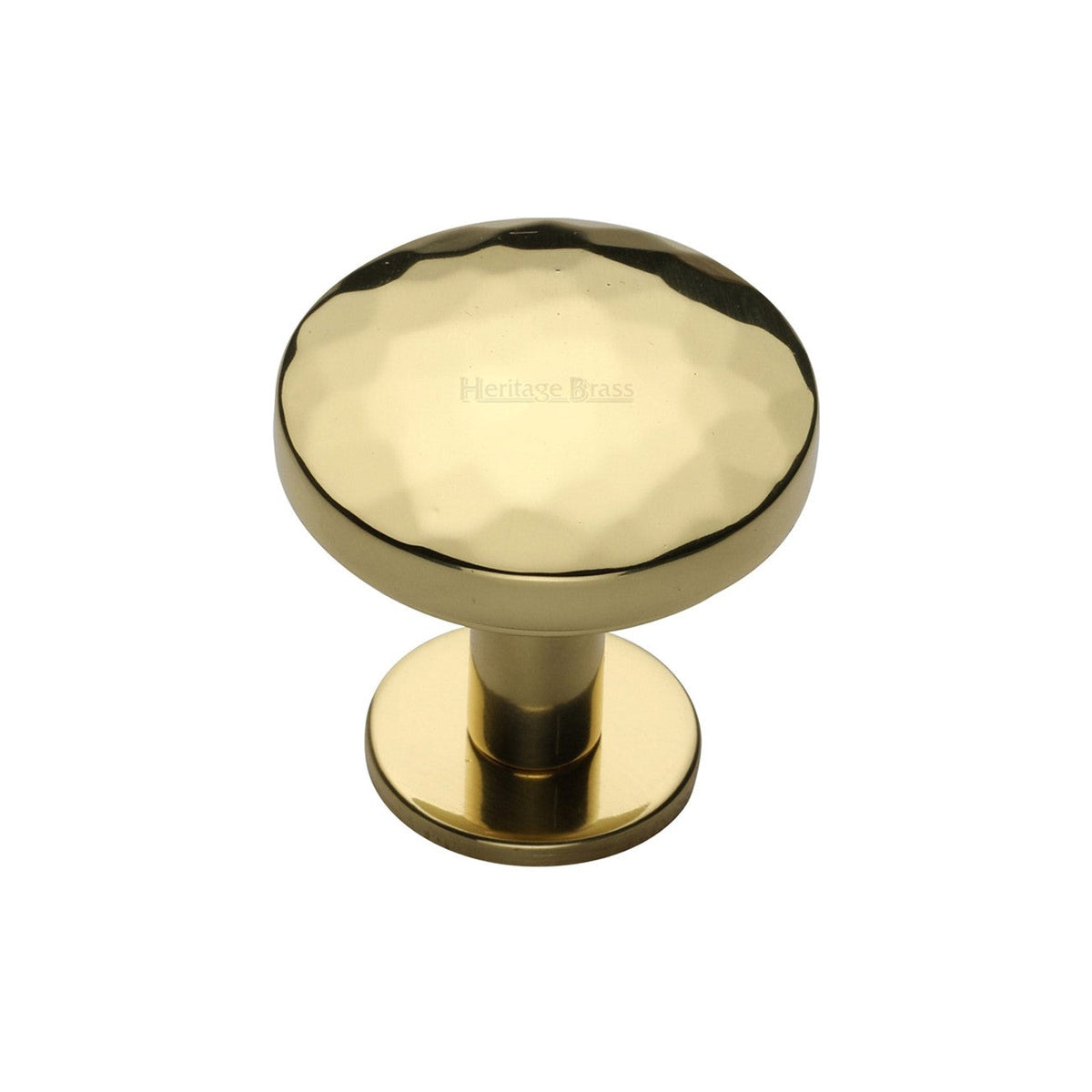 Round Hammered Cabinet Knob with Rose by M Marcus - Heritage Brass