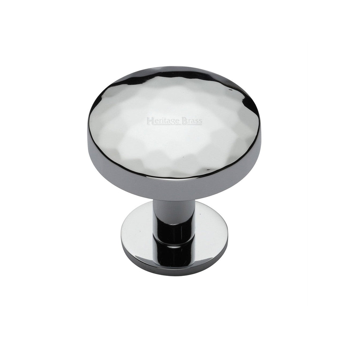 Round Hammered Cabinet Knob with Rose by M Marcus - Heritage Brass