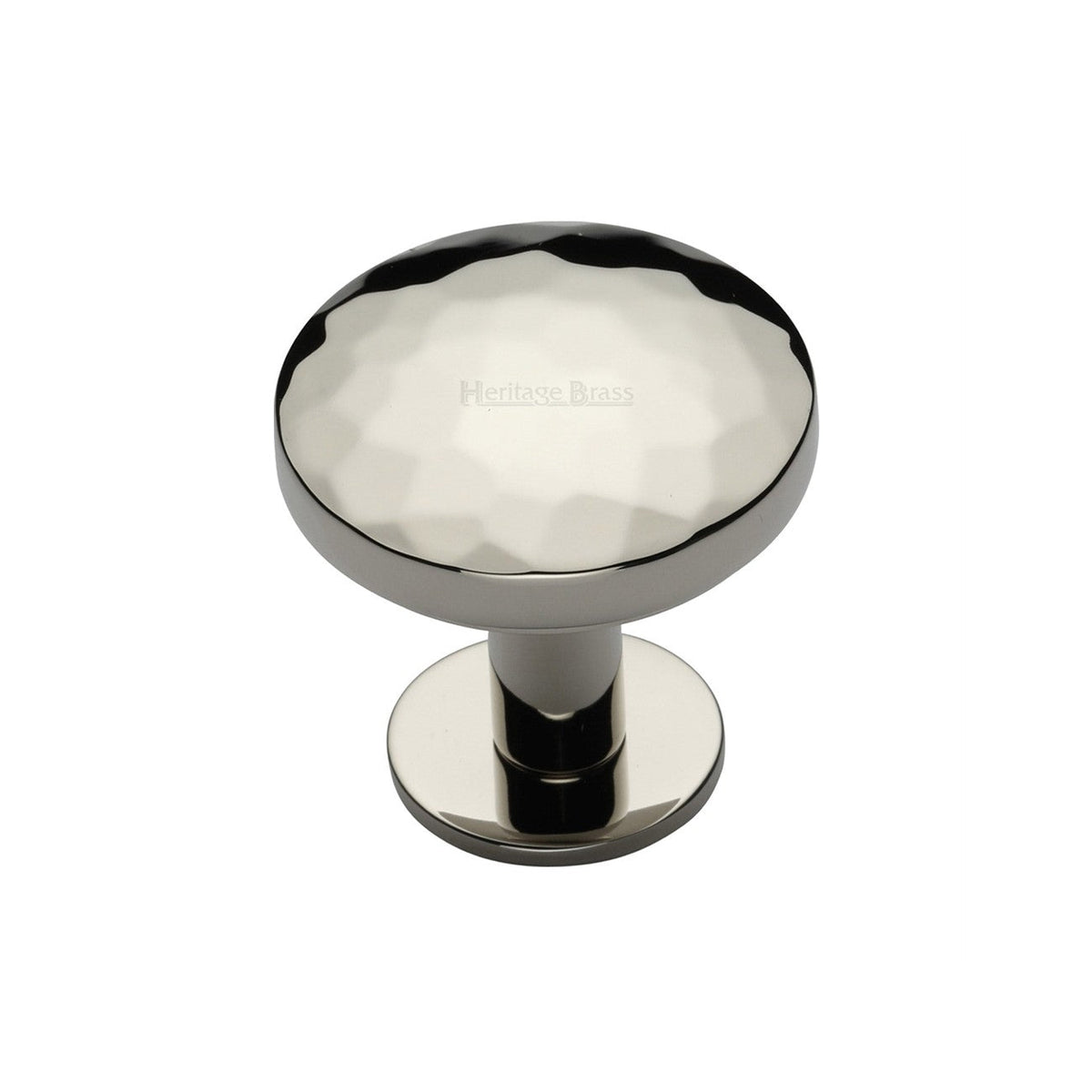 Round Hammered Cabinet Knob with Rose by M Marcus - Heritage Brass