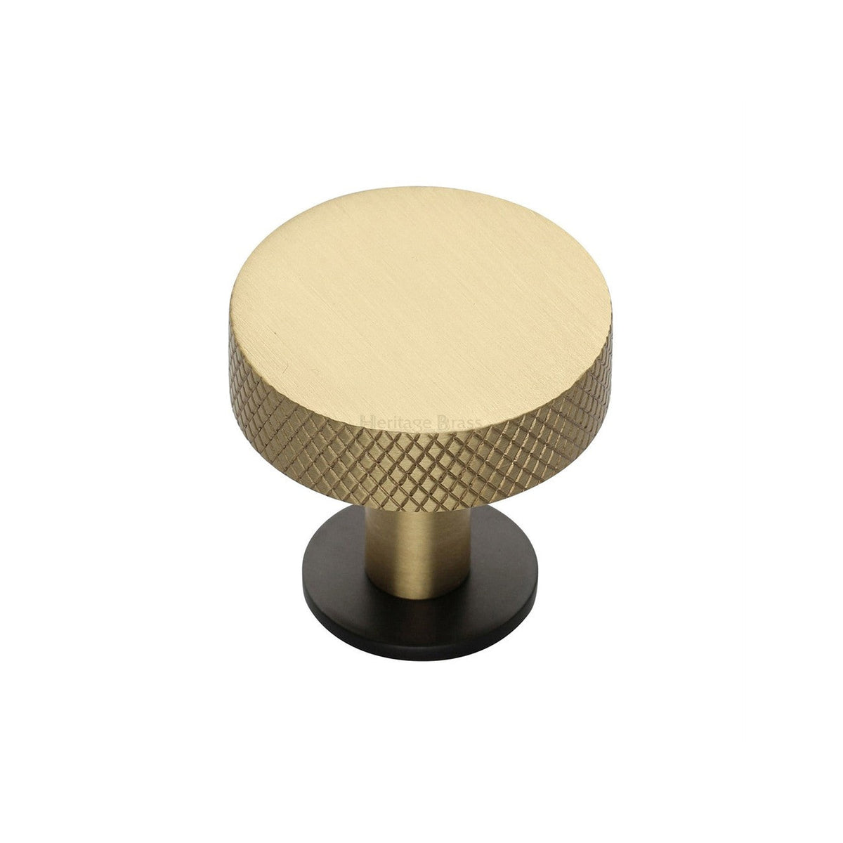 Knurled Disc Cabinet Knob with Rose by M Marcus - Heritage Brass