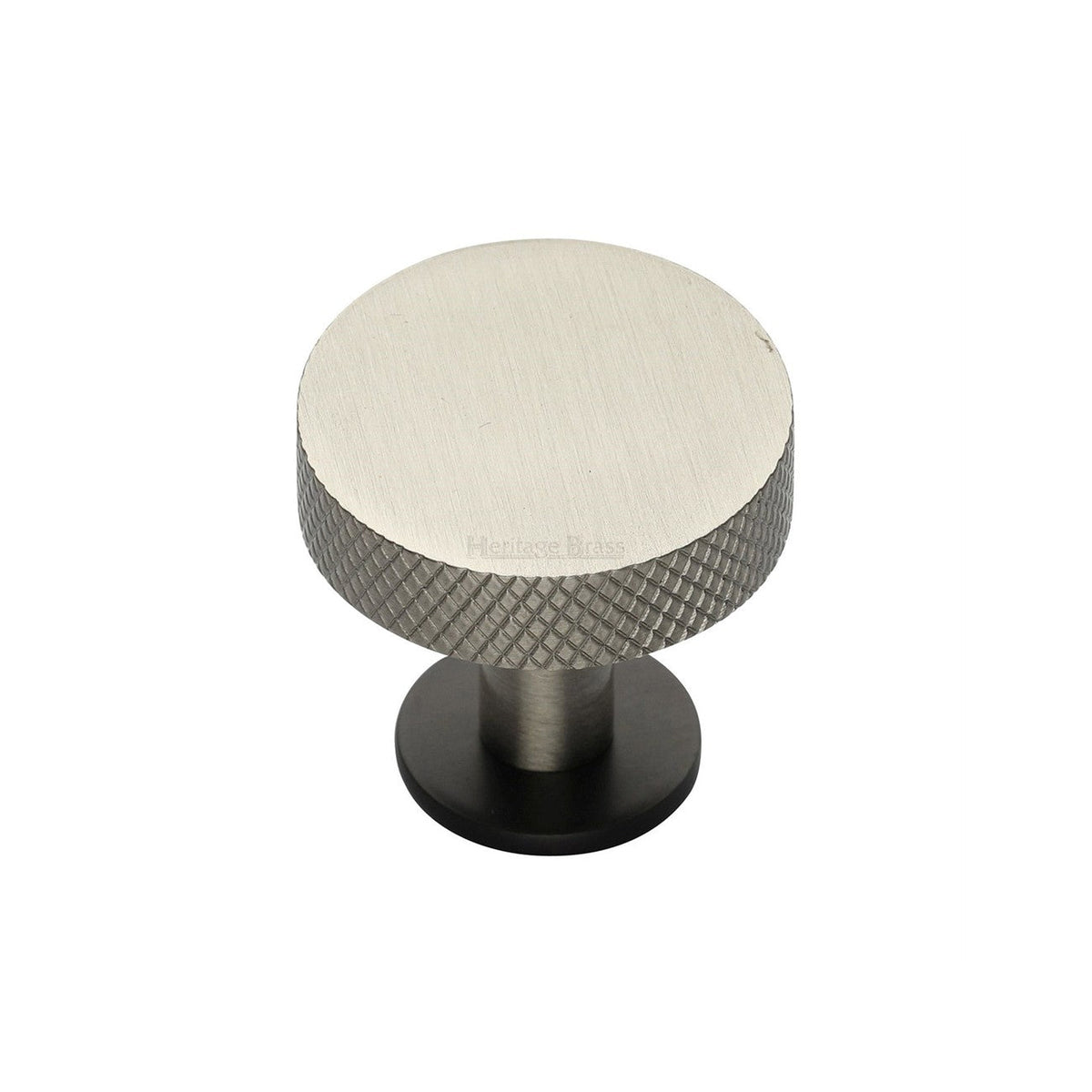 Knurled Disc Cabinet Knob with Rose by M Marcus - Heritage Brass