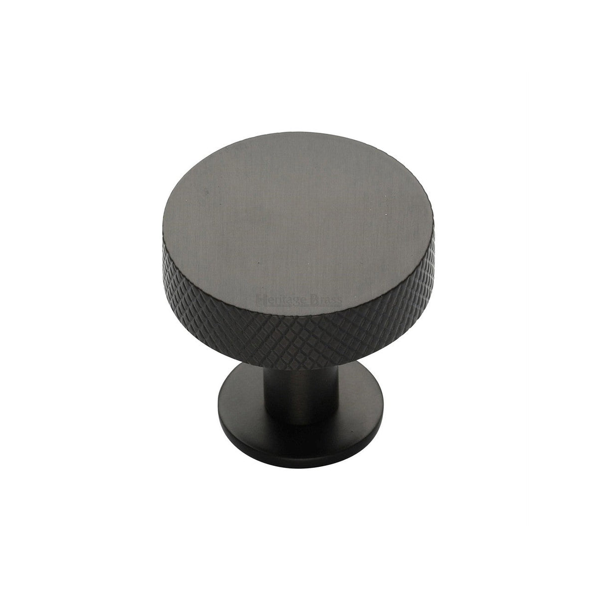Knurled Disc Cabinet Knob with Rose by M Marcus - Heritage Brass