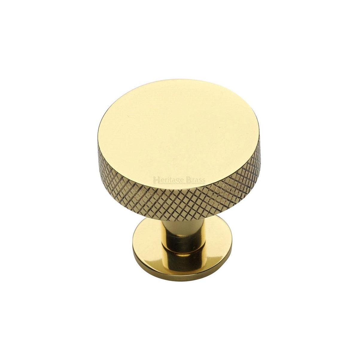 Knurled Disc Cabinet Knob with Rose by M Marcus - Heritage Brass