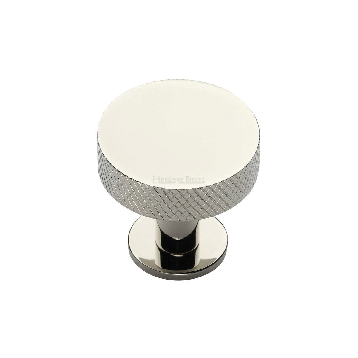 Knurled Disc Cabinet Knob with Rose by M Marcus - Heritage Brass