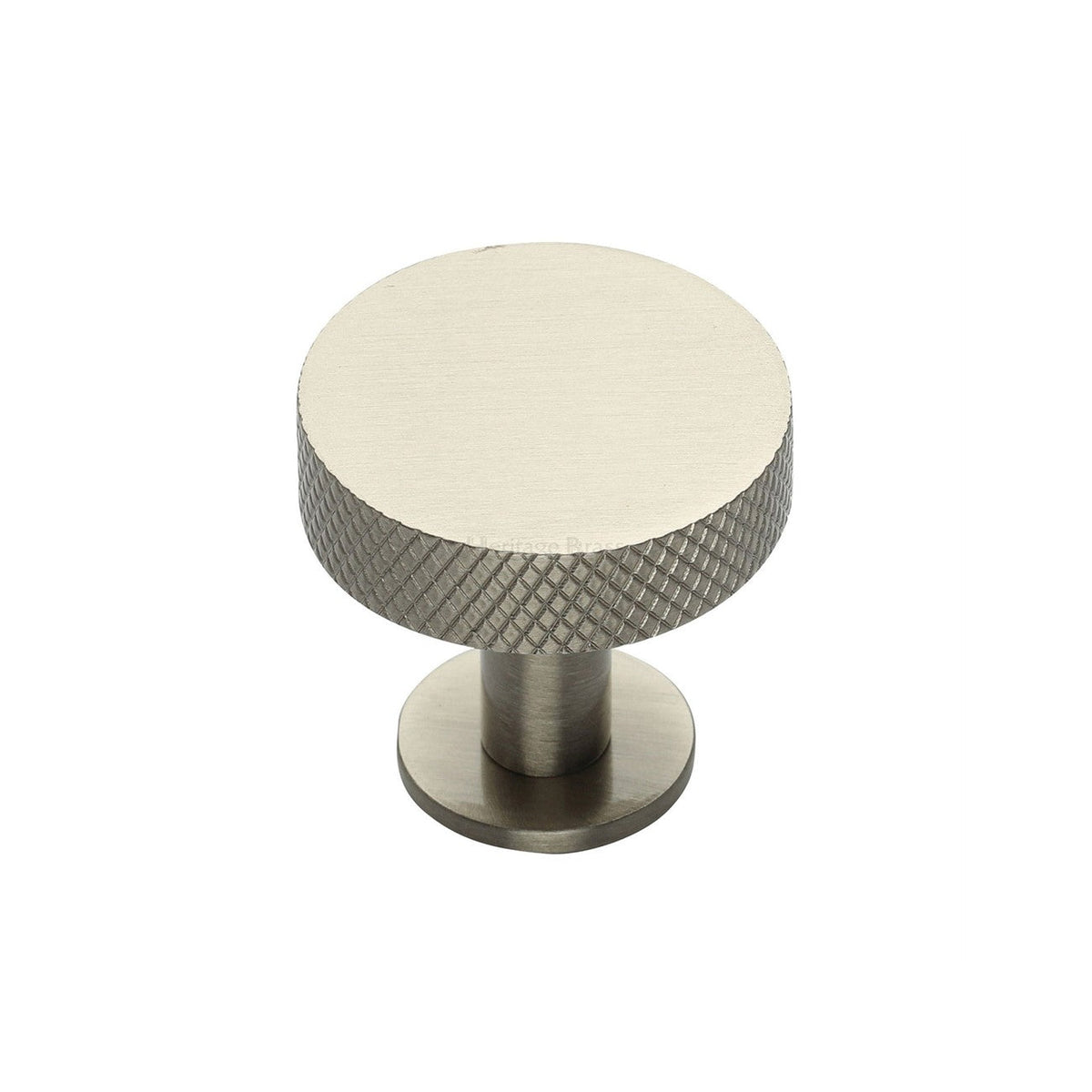 Knurled Disc Cabinet Knob with Rose by M Marcus - Heritage Brass