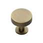 Knurled Disc Cabinet Knob with Rose by M Marcus - Heritage Brass