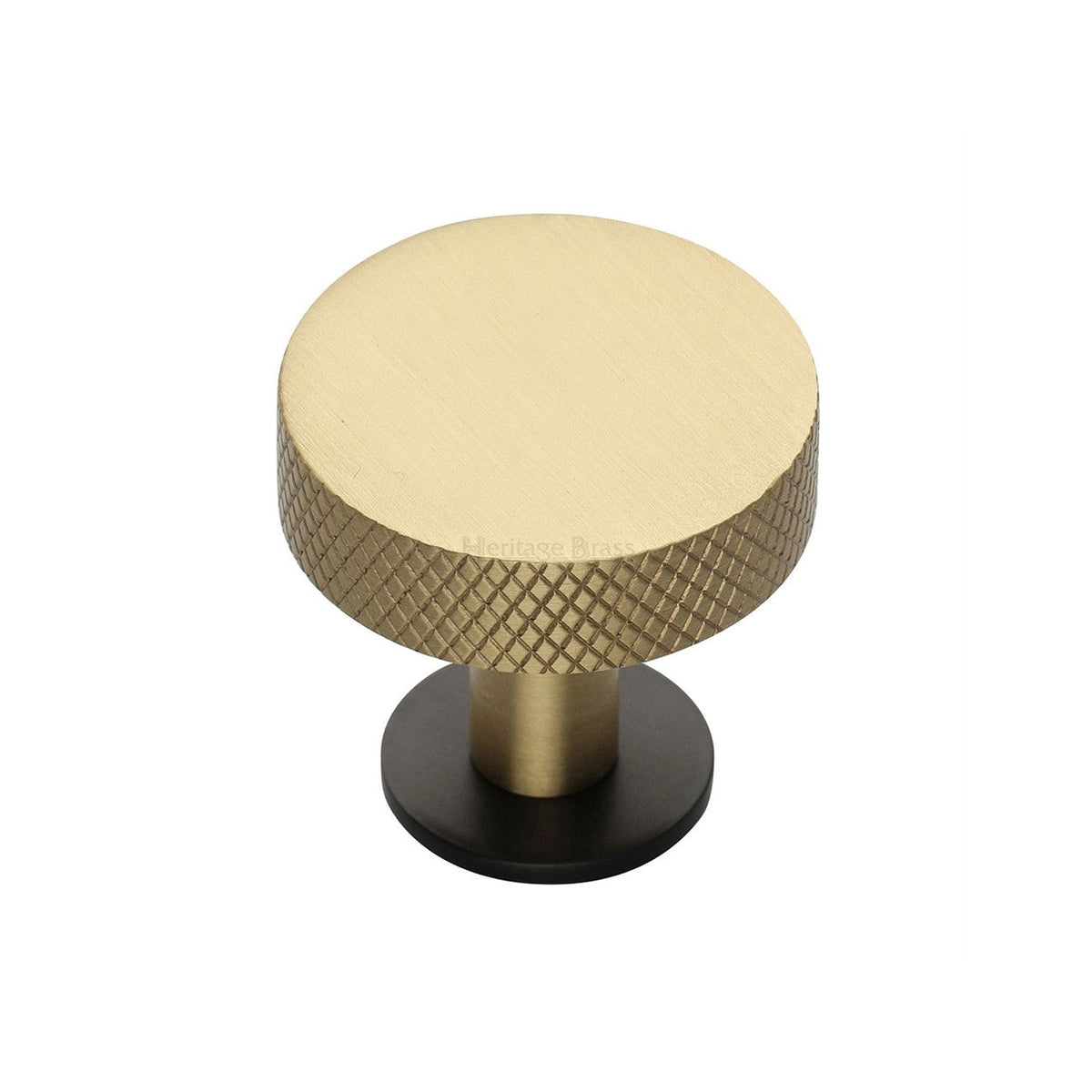 Knurled Disc Cabinet Knob with Rose by M Marcus - Heritage Brass