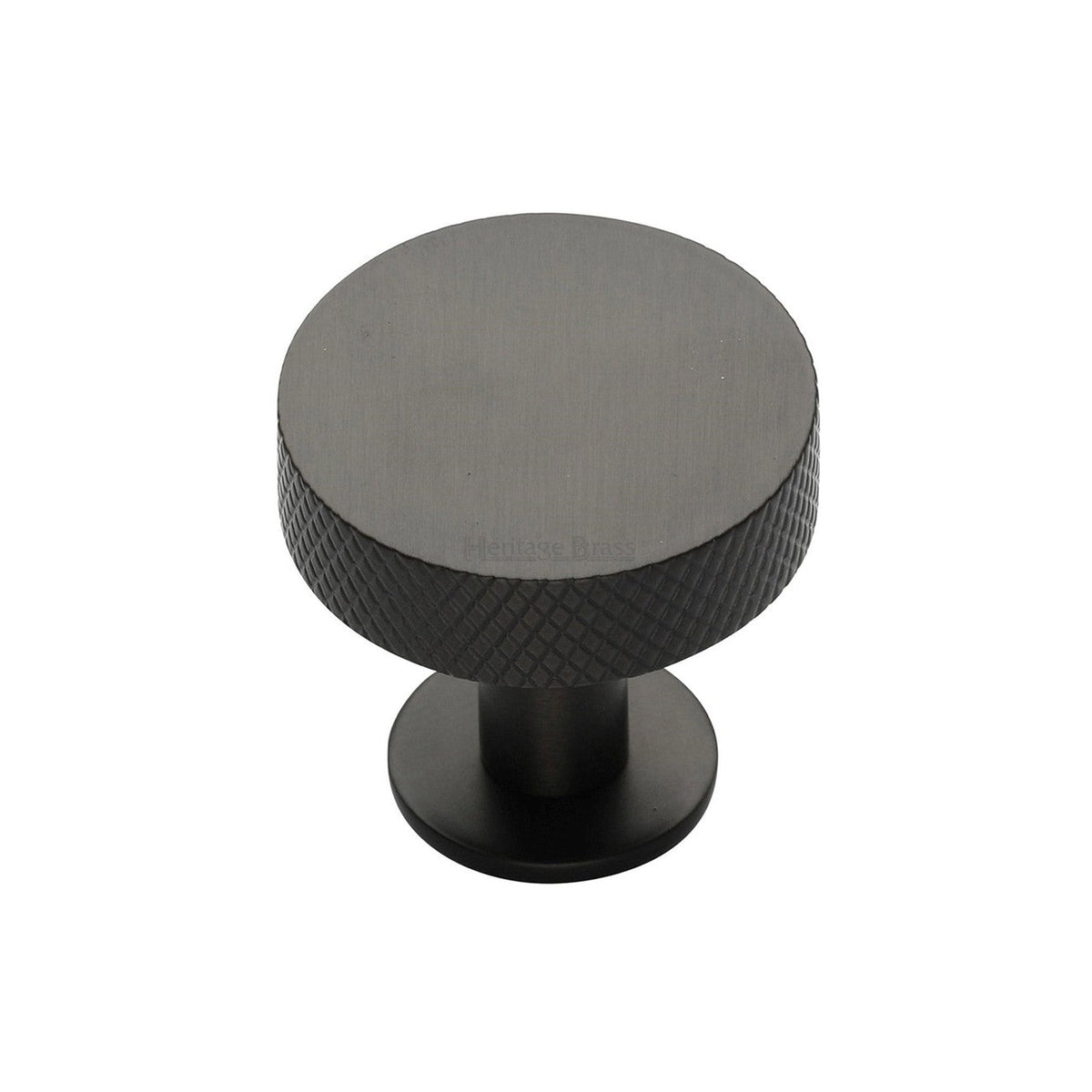 Knurled Disc Cabinet Knob with Rose by M Marcus - Heritage Brass