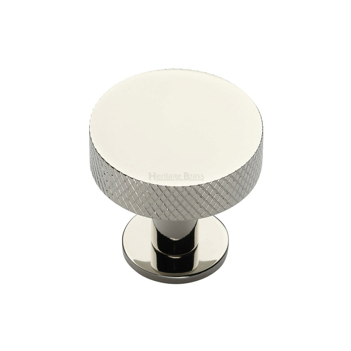 Knurled Disc Cabinet Knob with Rose by M Marcus - Heritage Brass