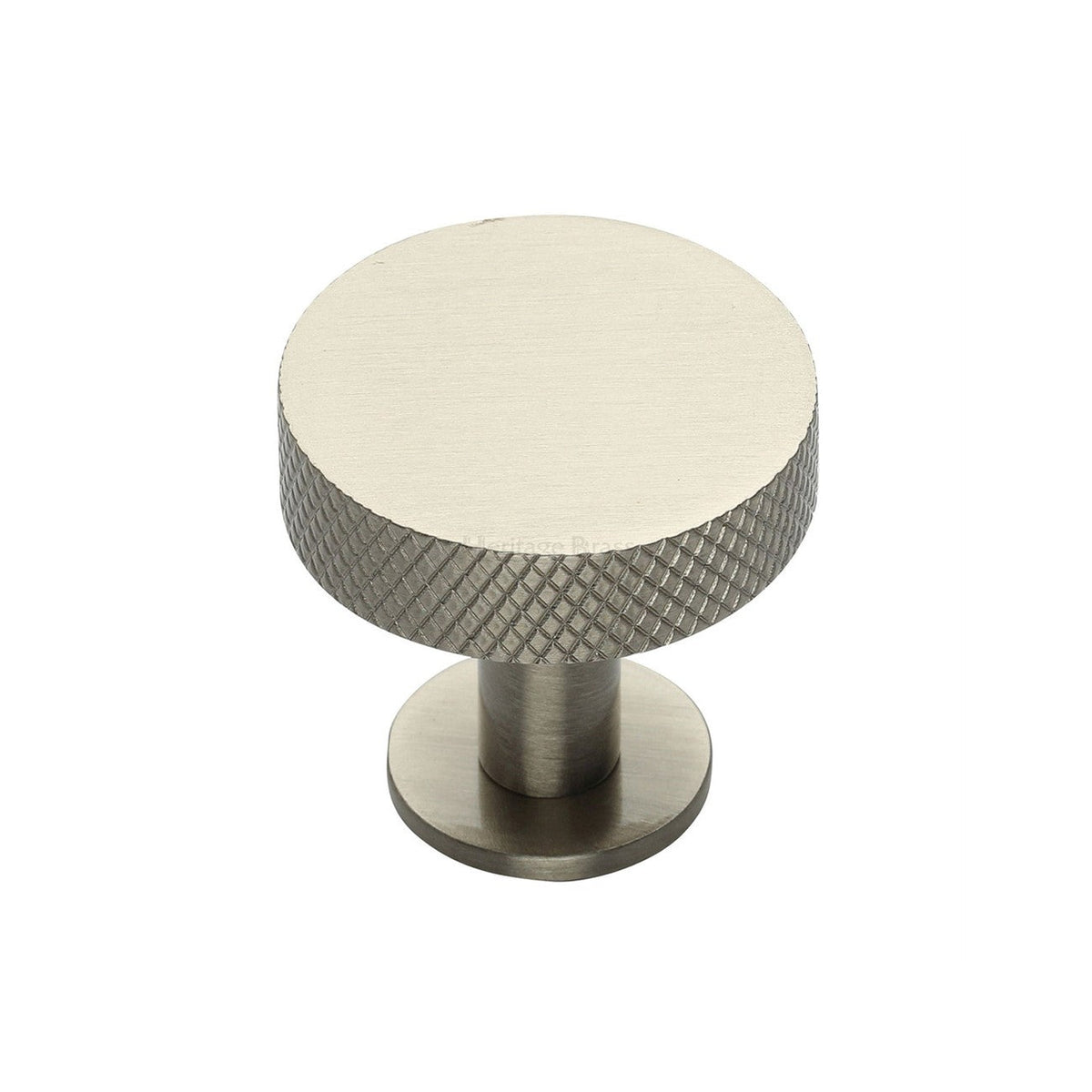 Knurled Disc Cabinet Knob with Rose by M Marcus - Heritage Brass