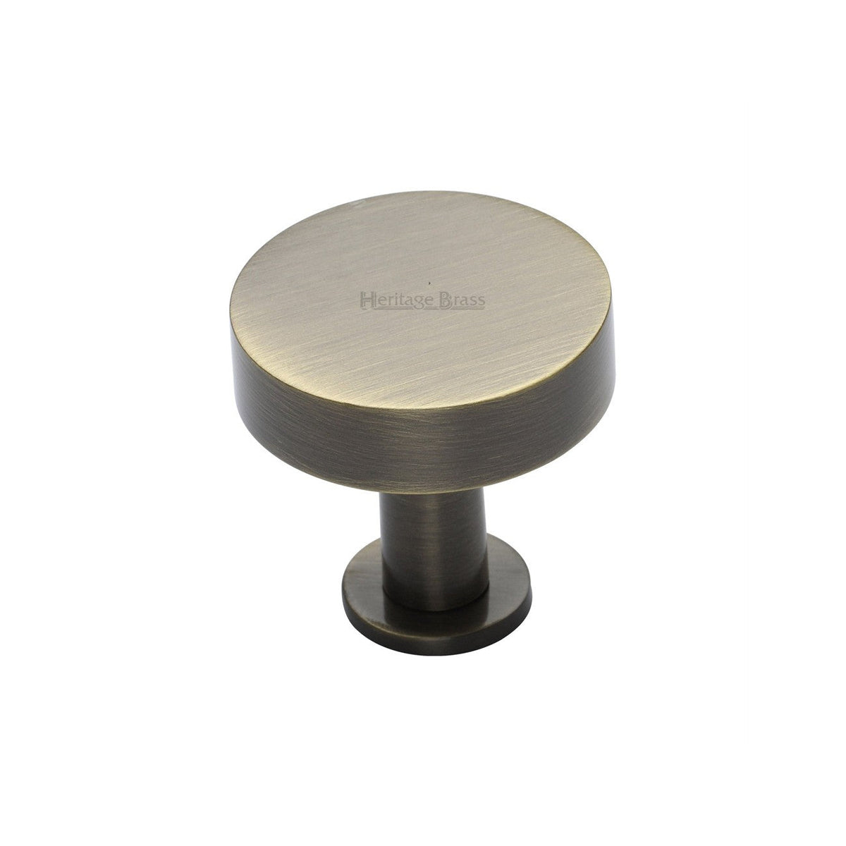 Disc Cabinet Knob With Base - Antique Brass - 32 mm