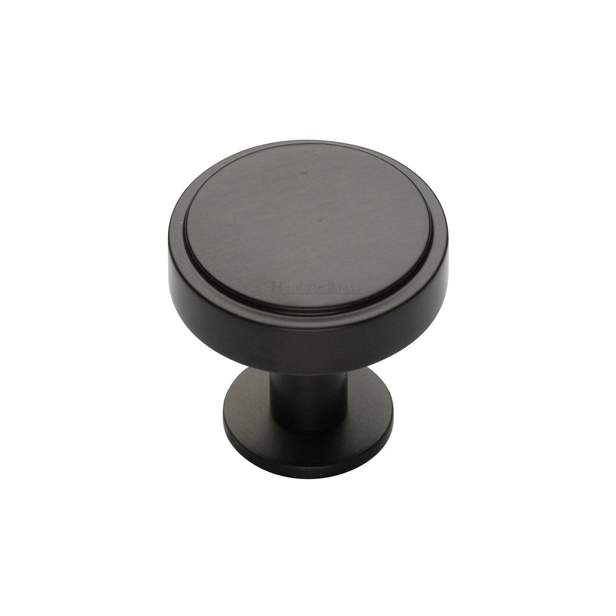 Stepped Disc Cabinet Knob with Rose by M Marcus - Heritage Brass