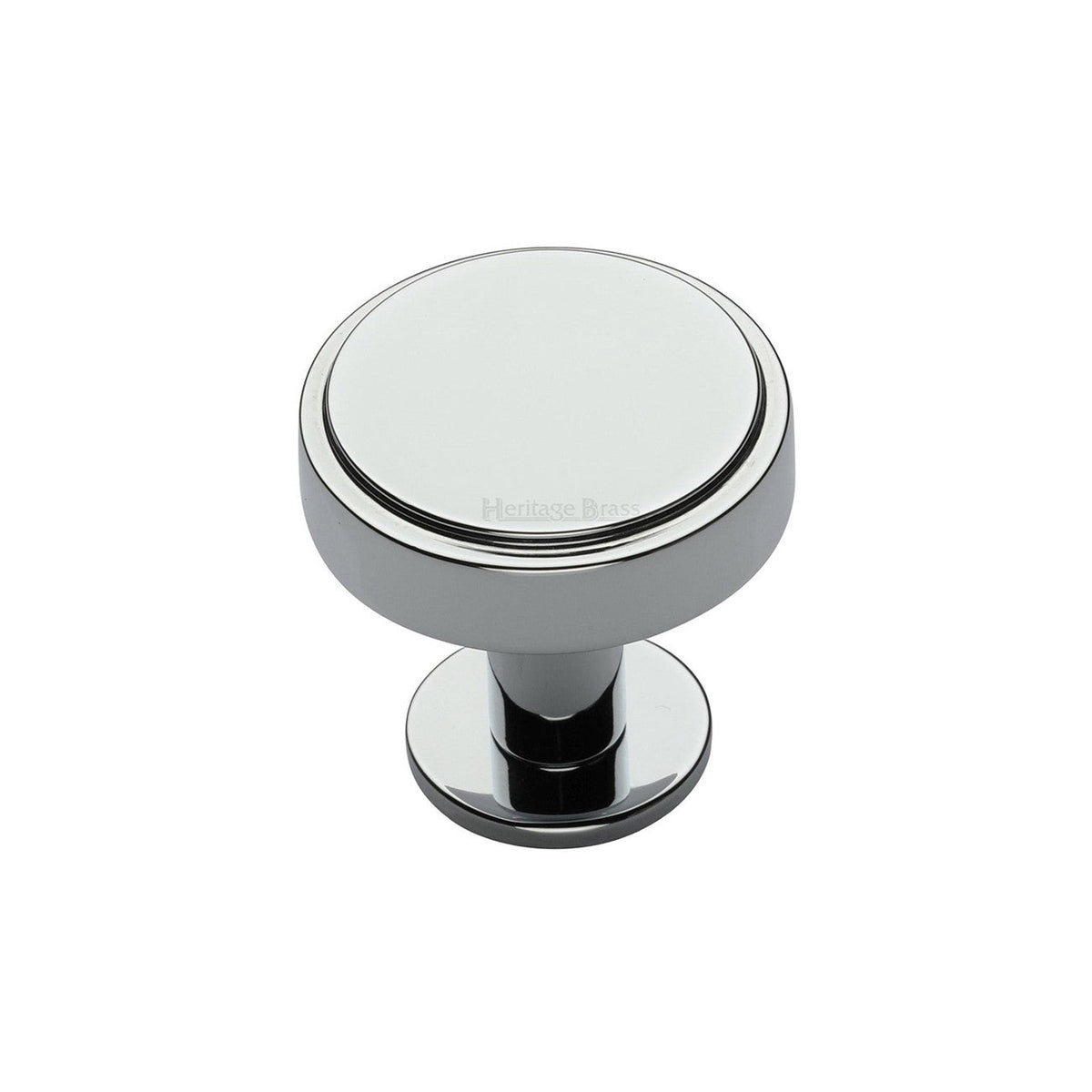 Stepped Disc Cabinet Knob with Rose by M Marcus - Heritage Brass