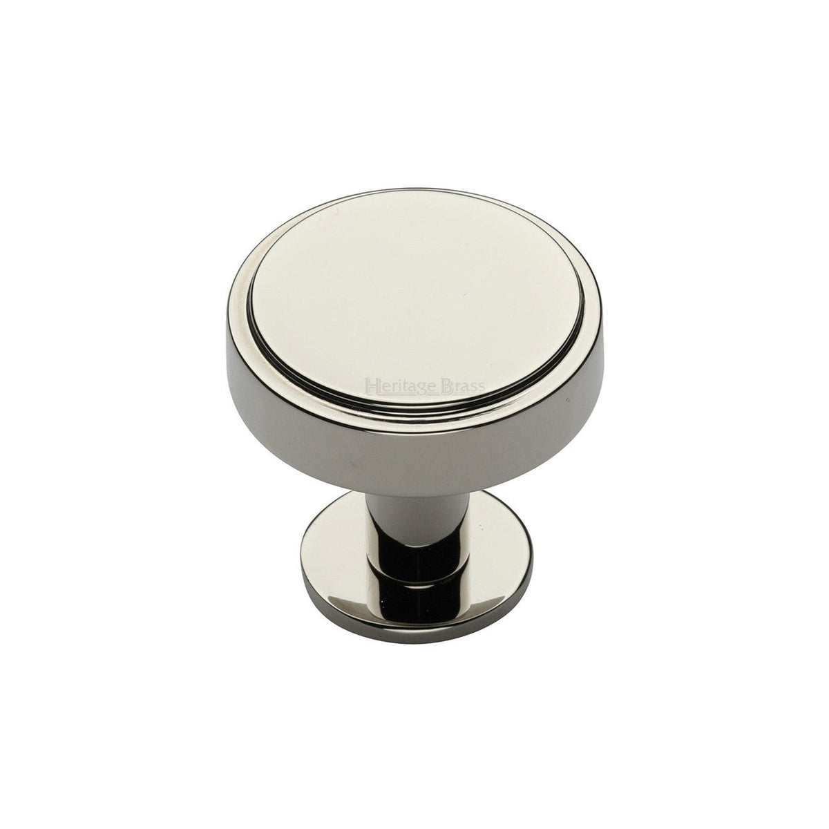 Stepped Disc Cabinet Knob with Rose by M Marcus - Heritage Brass