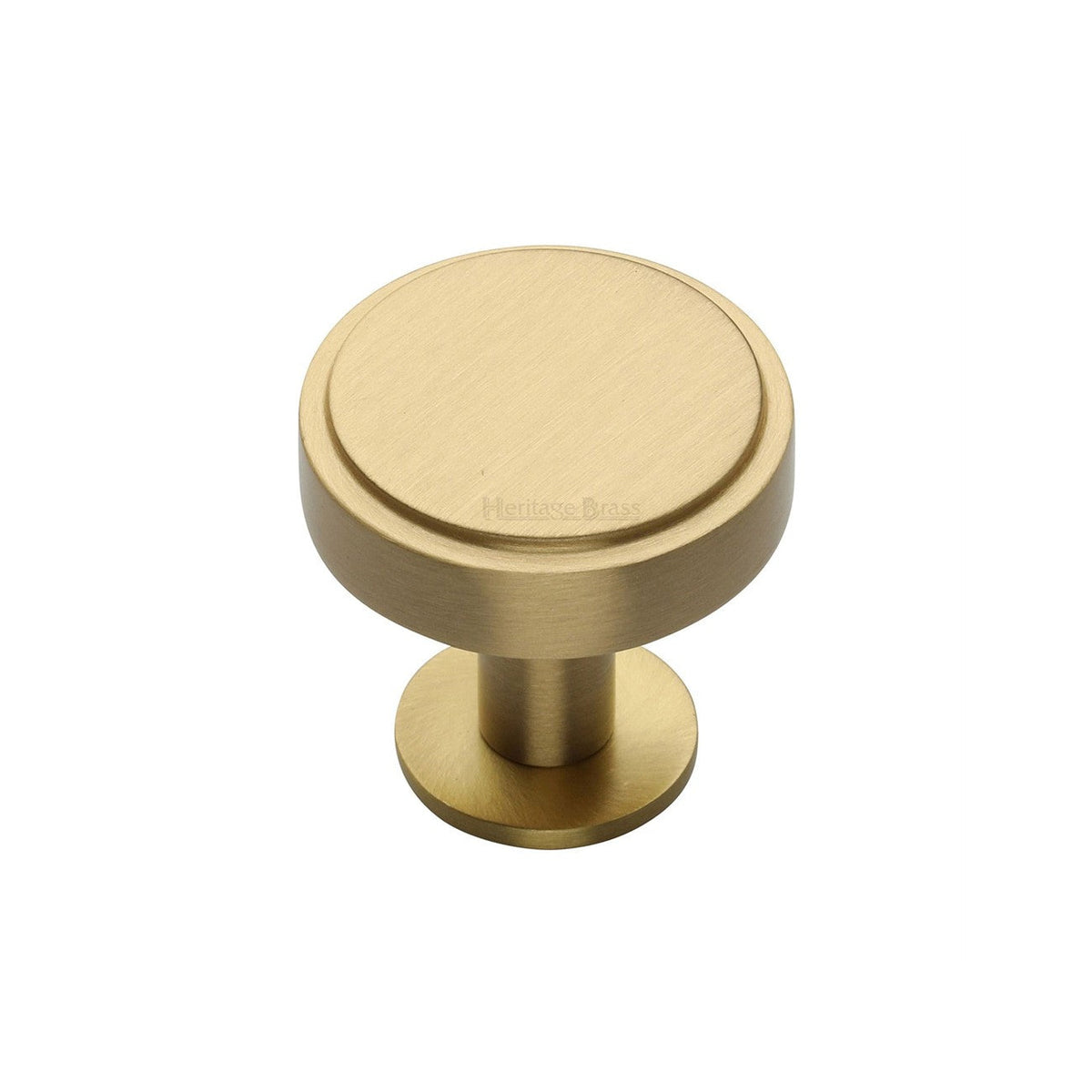 Stepped Disc Cabinet Knob with Rose by M Marcus - Heritage Brass