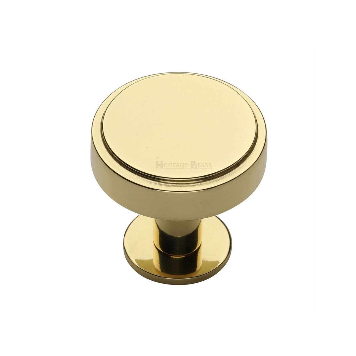Stepped Disc Cabinet Knob with Rose by M Marcus - Heritage Brass