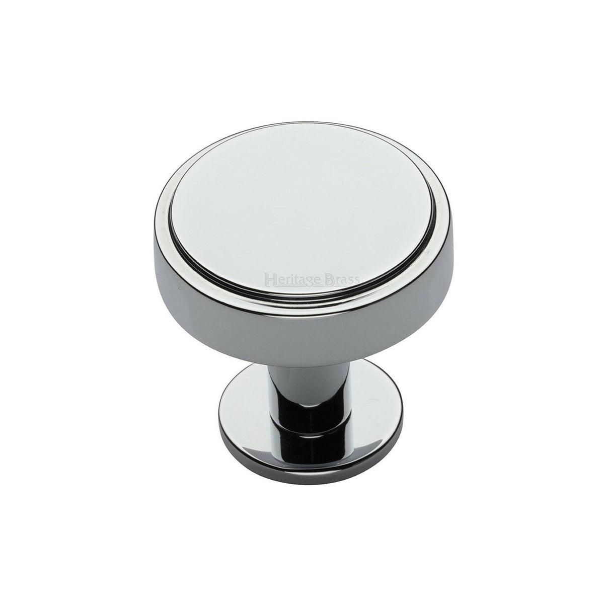 Stepped Disc Cabinet Knob with Rose by M Marcus - Heritage Brass