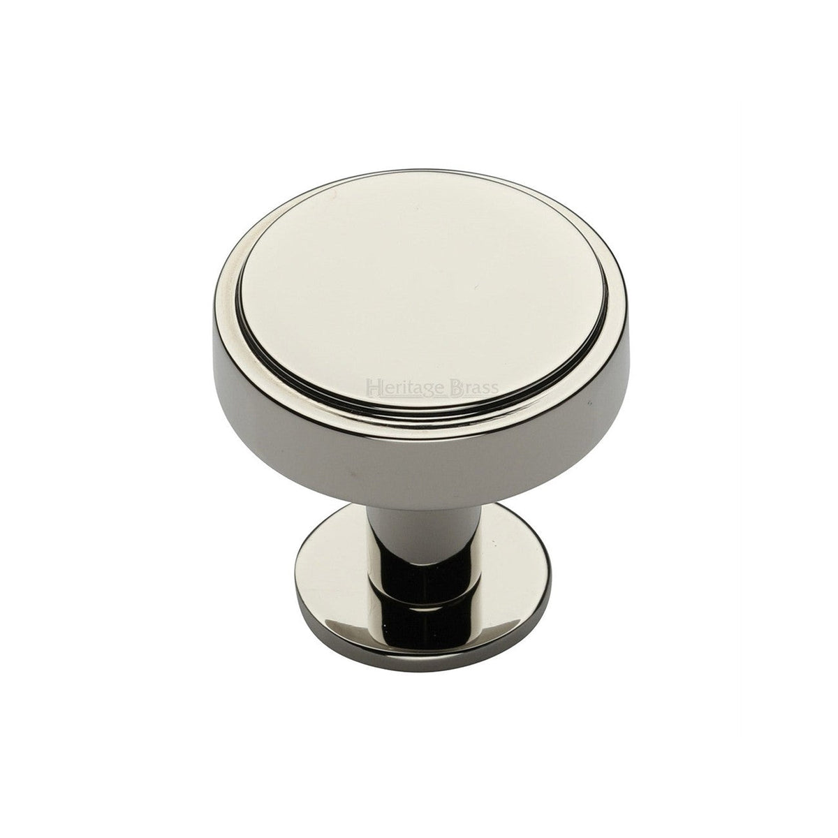 Stepped Disc Cabinet Knob with Rose by M Marcus - Heritage Brass