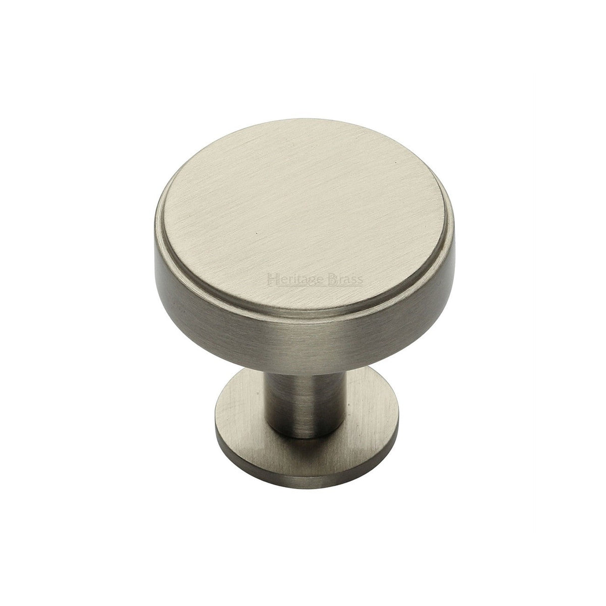 Stepped Disc Cabinet Knob with Rose by M Marcus - Heritage Brass