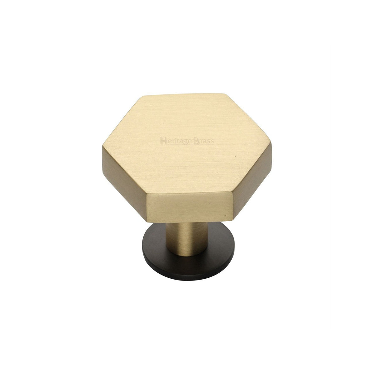 Hexagon Cabinet Knob with Rose by M Marcus - Heritage Brass