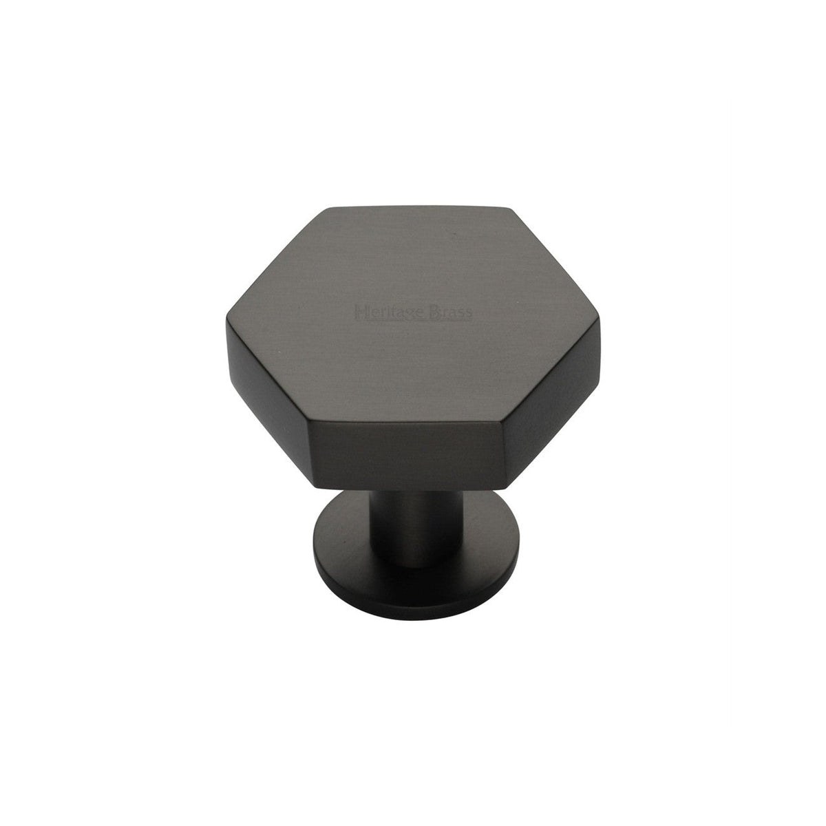 Hexagon Cabinet Knob with Rose by M Marcus - Heritage Brass