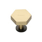 Hexagon Cabinet Knob with Rose by M Marcus - Heritage Brass