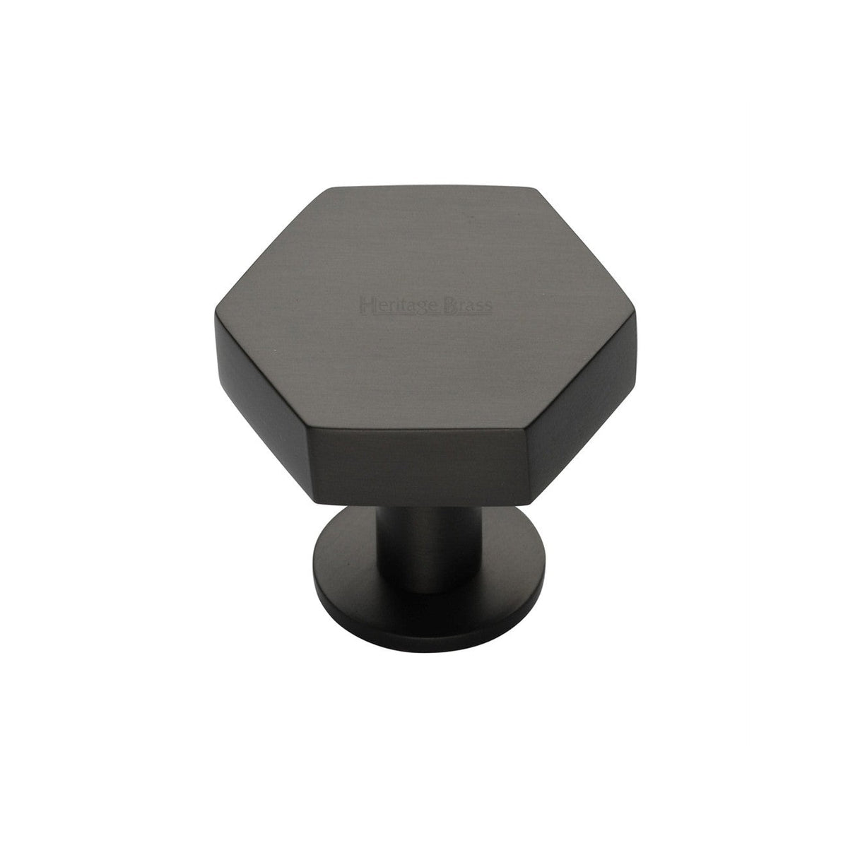 Hexagon Cabinet Knob with Rose by M Marcus - Heritage Brass