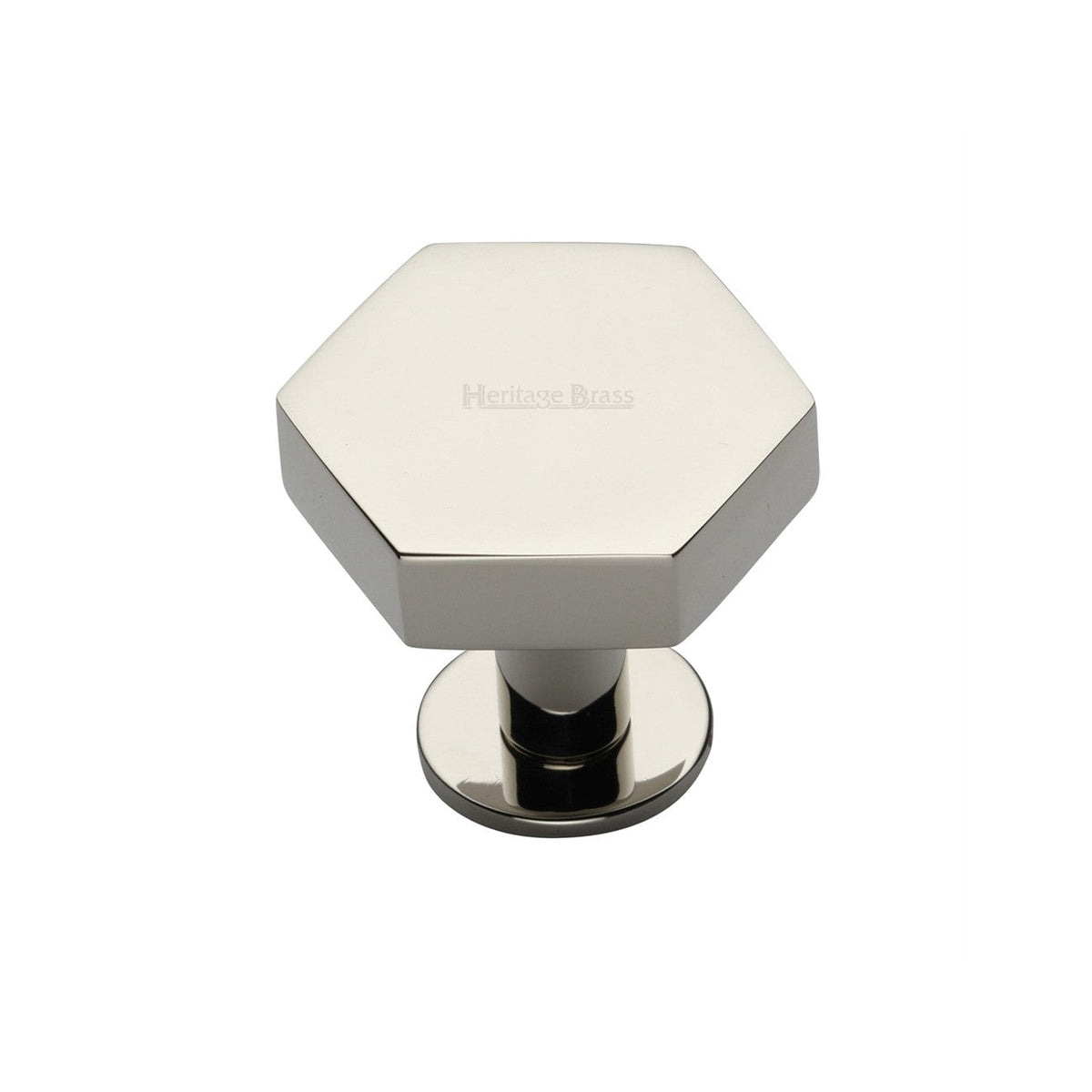 Hexagon Cabinet Knob with Rose by M Marcus - Heritage Brass
