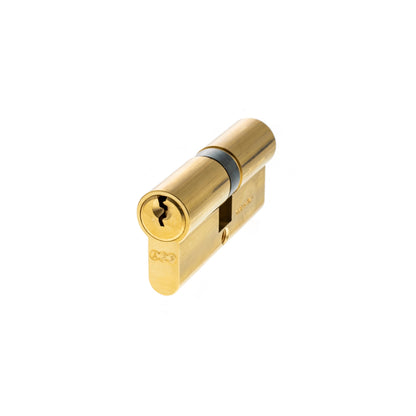 AGB 5 Pin Double Euro Cylinder - Polished Brass - 30-30mm (60mm)