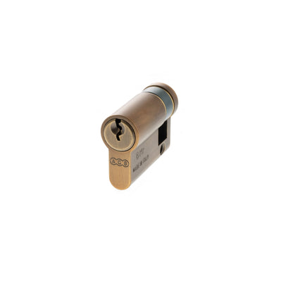 AGB 5 Pin Single Euro Cylinder - Matt Antique Brass - 35-10mm (45mm)