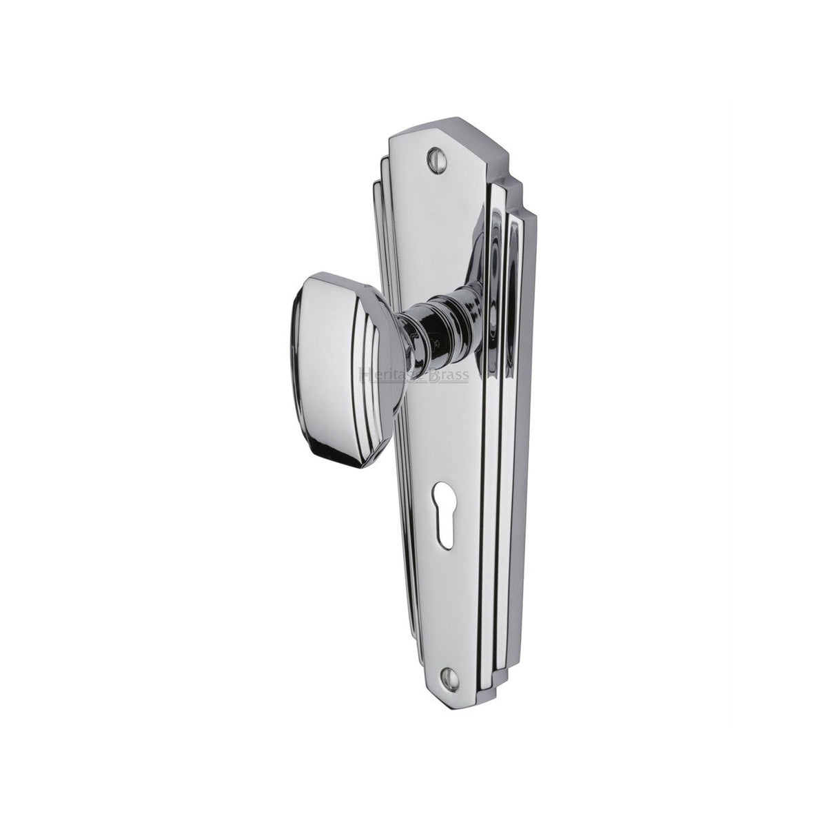 Charlston Door Knob on Plate by M Marcus - Heritage Brass