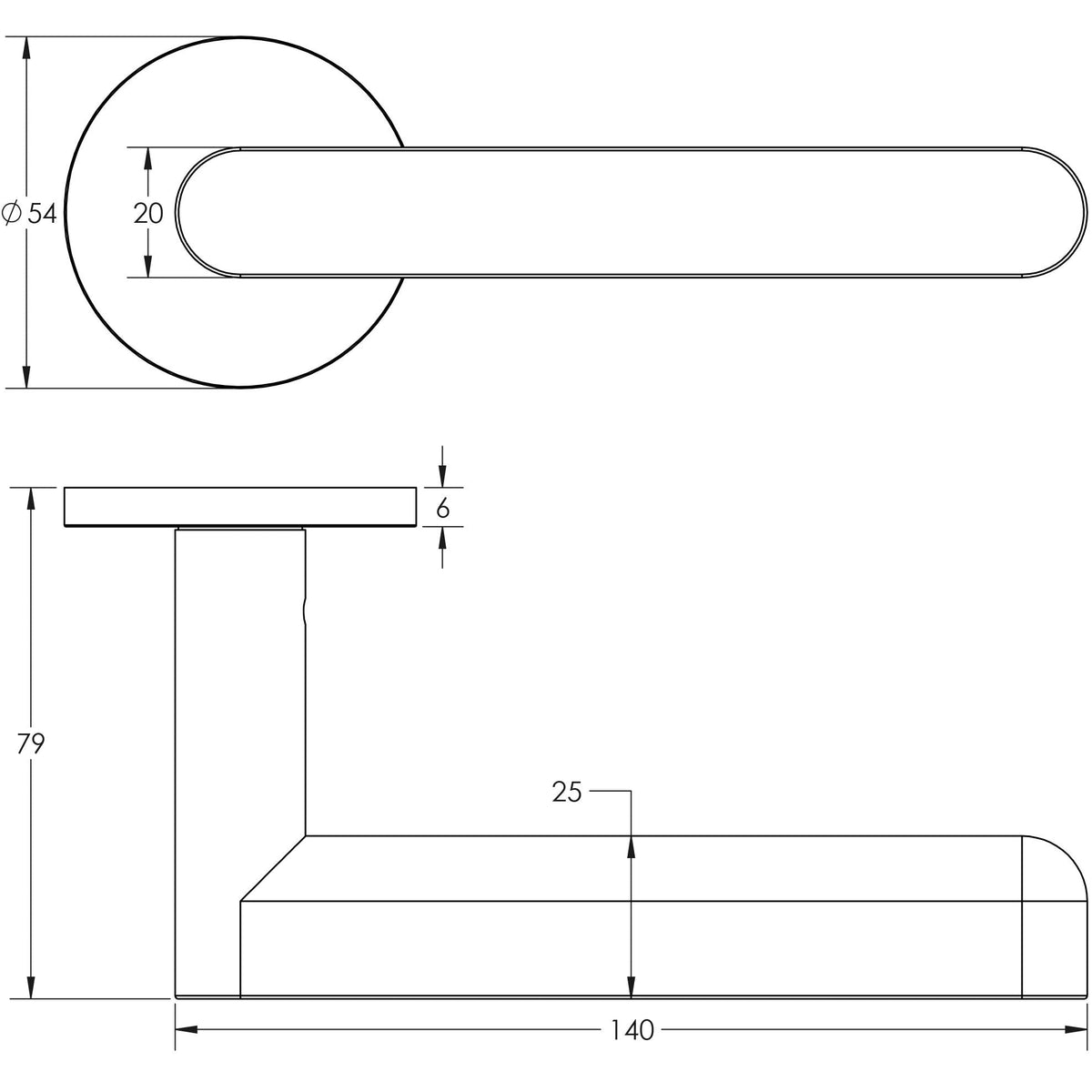 CRES-101 Fixed Dead Round Rose Door Handle by Cres By Frelan